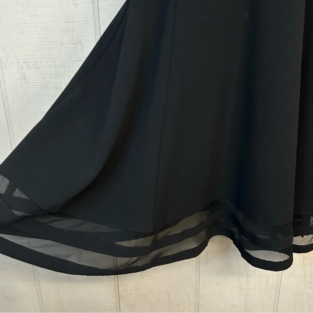 Calvin Klein Midi Dress Womens Size 10 Round Neck Sleeveless Sheer Ruffle Black - Picture 5 of 12
